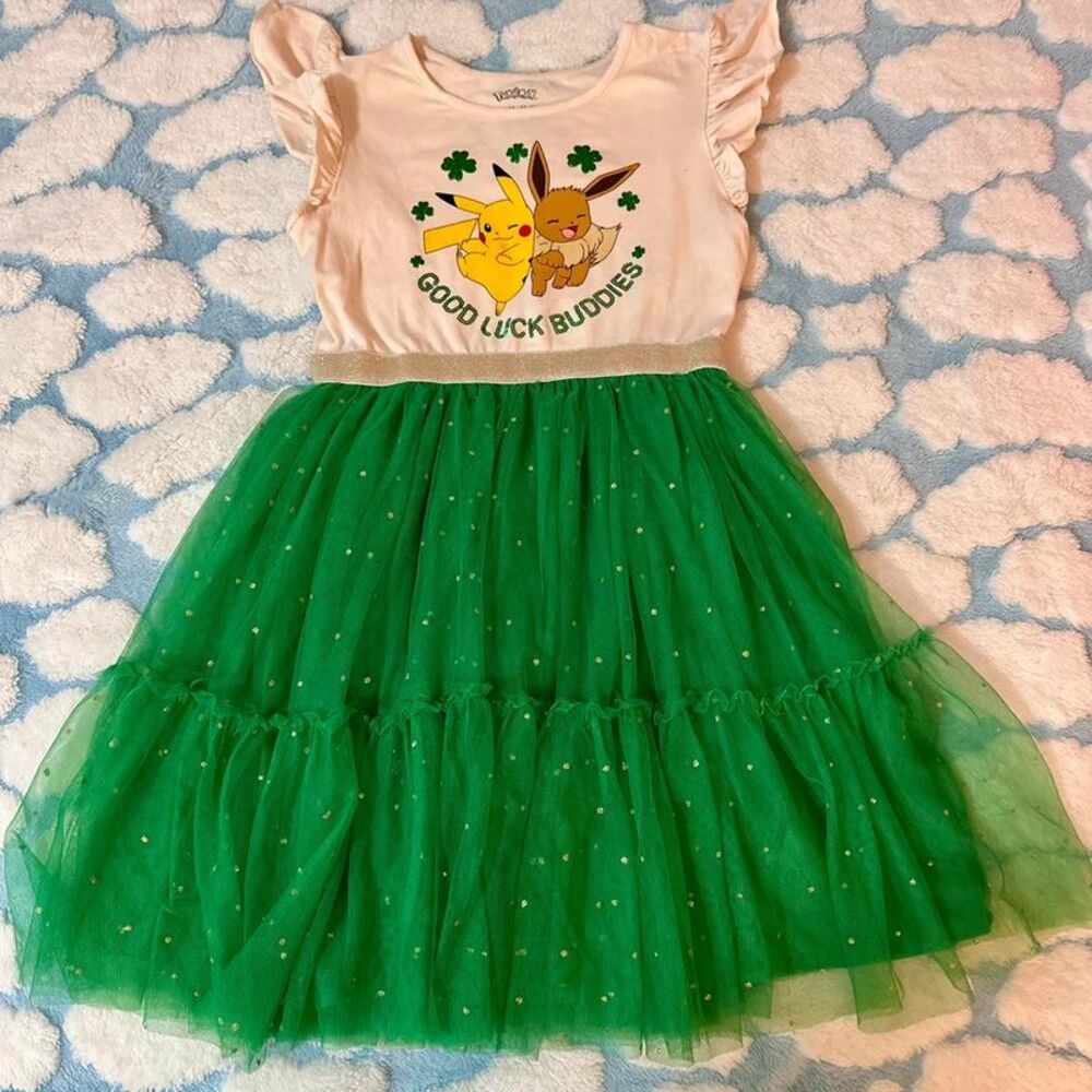 Girls Pokemon st. Patrick’s Day dress size 8